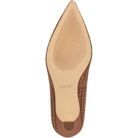 Nine West Womens Dark Brown Leather Closed Pointed Toe Kitten Heels Pumps Shoes - Picture 4 of 6